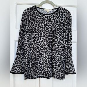 Michael Kors Women’s Black and Gray Animal Print Blouse